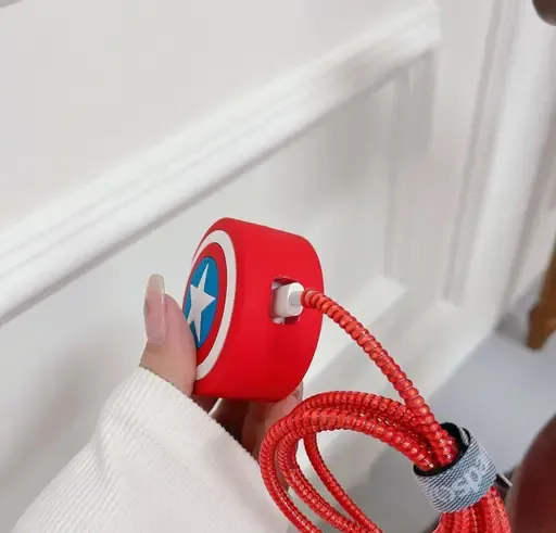 3D Cartoon Character Silicone Charger Case Cover for iPhone 18W/20W | Captain America Design