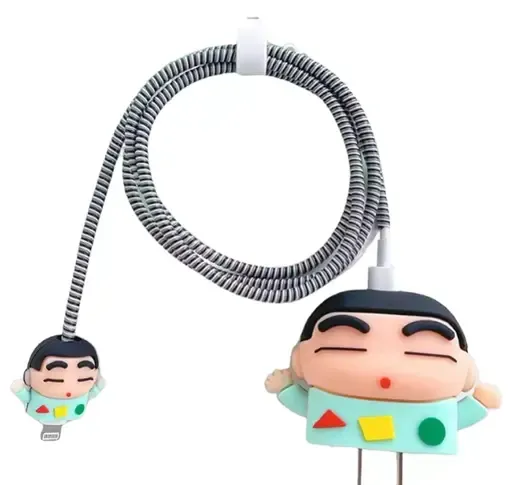 Charger Cover for iPhone 18W-20W, Cute 3D Cartoon Design, Stylish Spiral Cable Protector